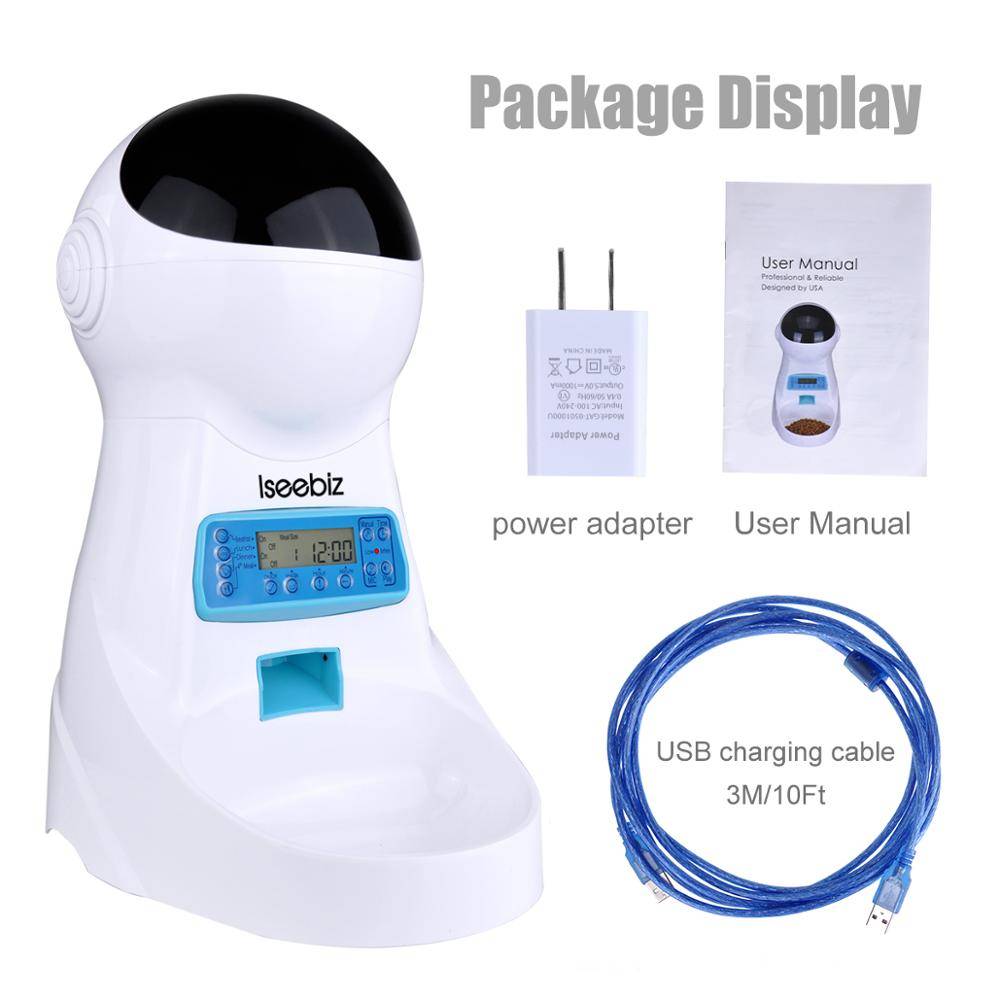 LCD Screen Automatic Pet Feeder with Voice Record Cats Feeding & Watering Color : Pet feeder LCD Screen Automatic Pet Feeder with Voice Record Cats Feeding & Watering Color : Pet feeder