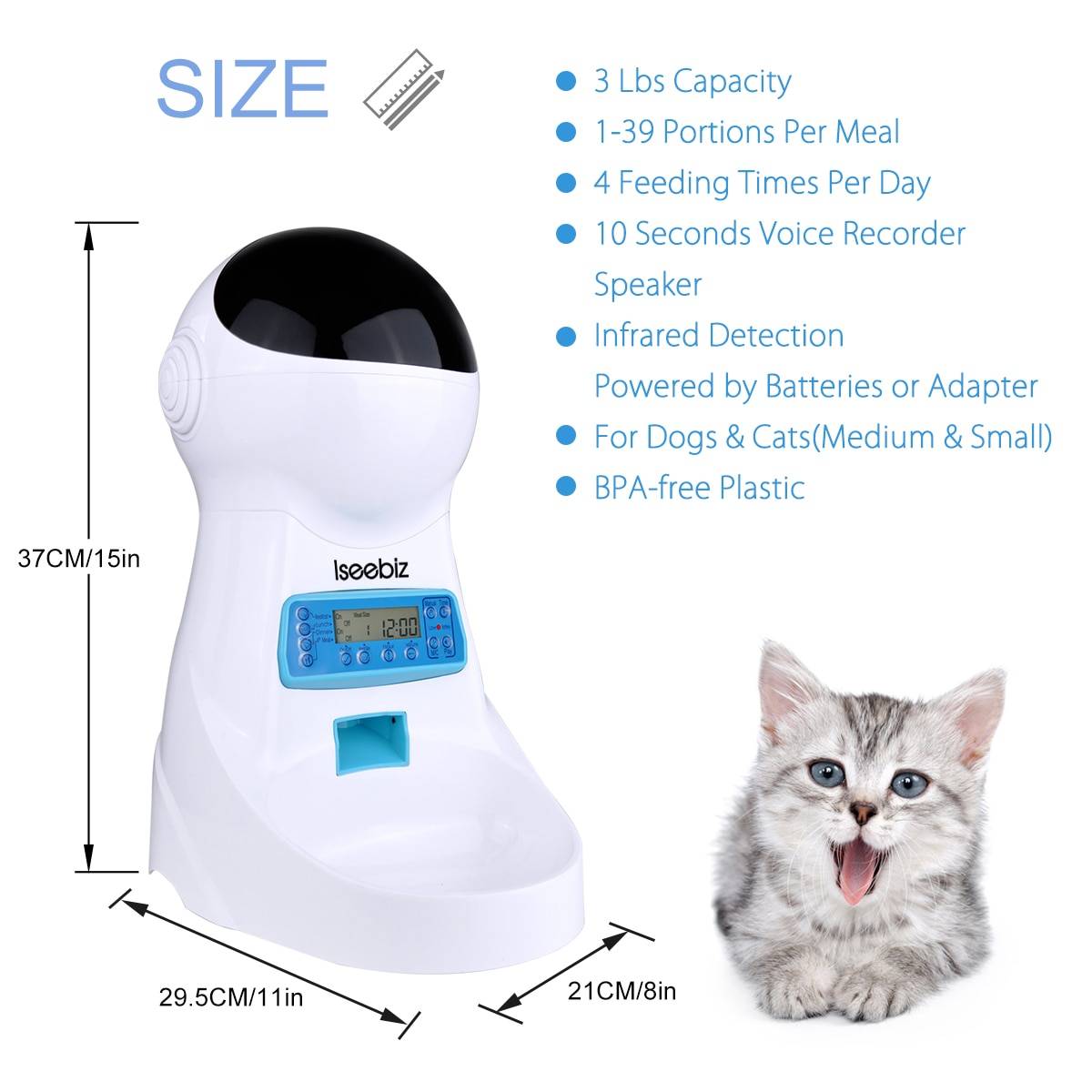 LCD Screen Automatic Pet Feeder with Voice Record Cats Feeding & Watering Color : Pet feeder LCD Screen Automatic Pet Feeder with Voice Record Cats Feeding & Watering Color : Pet feeder