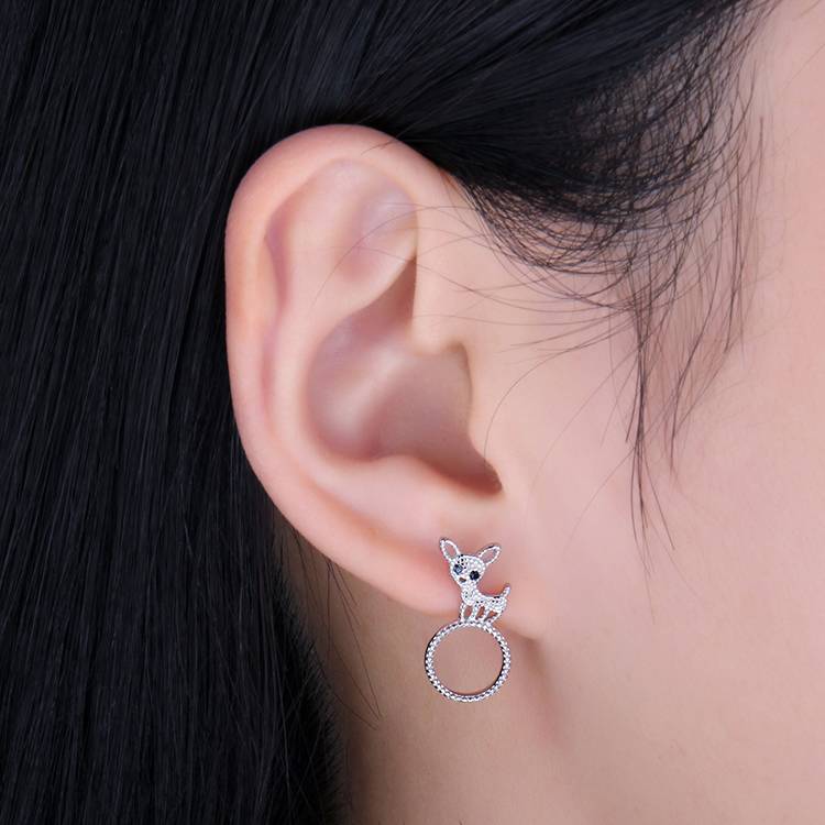 Crystal Dog Stud Earrings