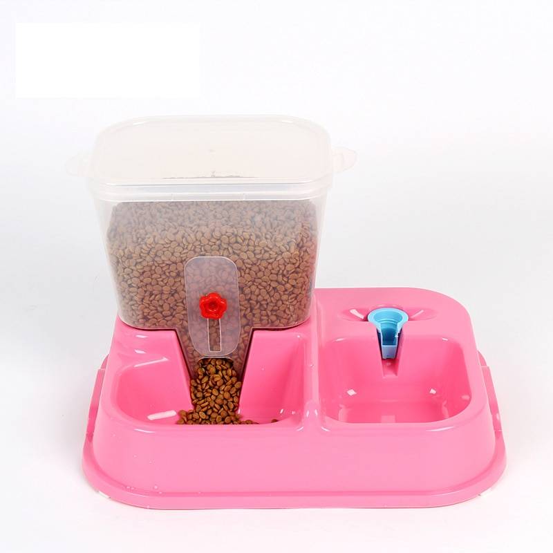 Colorful Automatic Food and Water Dispensing Pet Bowl color Pastel Pink