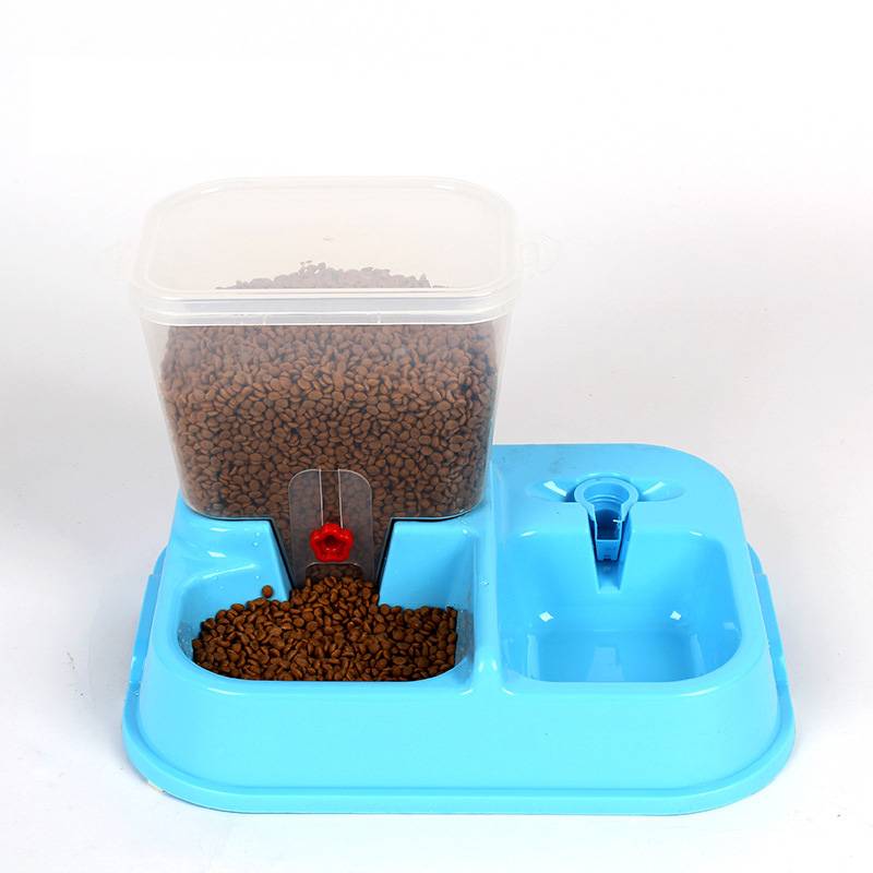 Colorful Automatic Food and Water Dispensing Pet Bowl color Light Blue