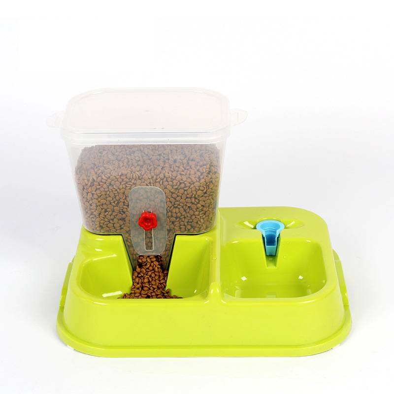 Colorful Automatic Food and Water Dispensing Pet Bowl color Yellow Green