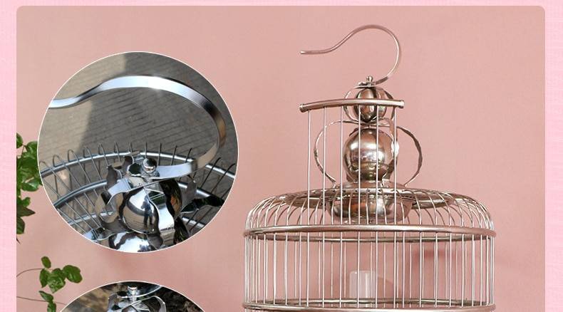 Large Vintage Stainless Steel Bird Cage