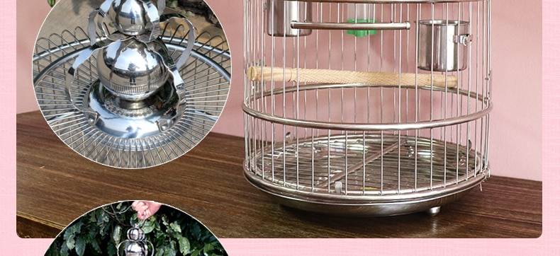 Large Vintage Stainless Steel Bird Cage