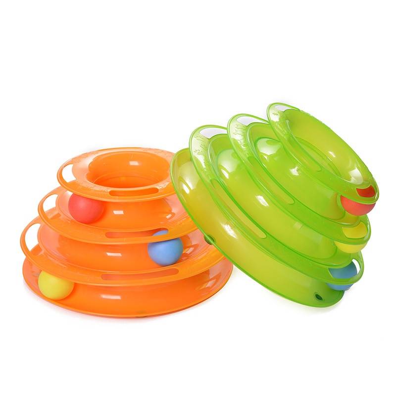 Three Level Tower Cat Toys Green Orange