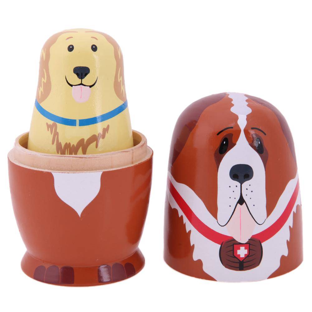 Wooden Dog Stylized Nesting Doll