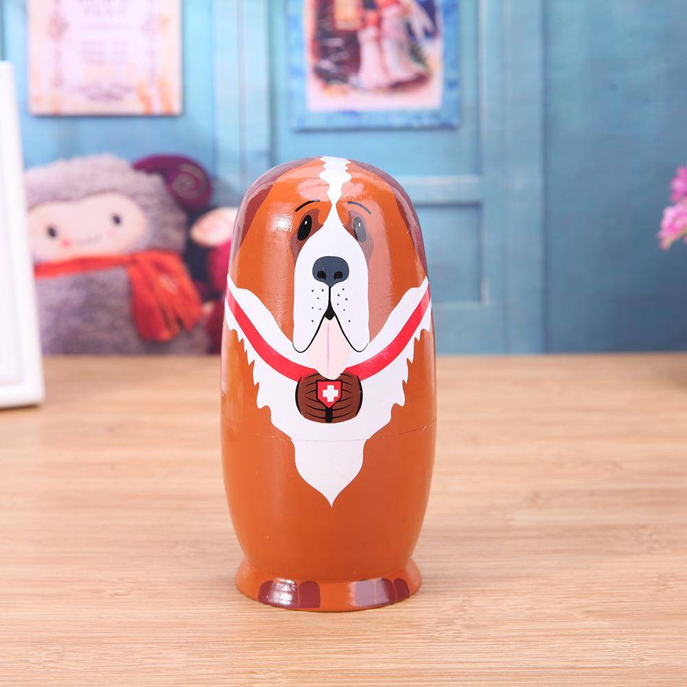 Wooden Dog Stylized Nesting Doll