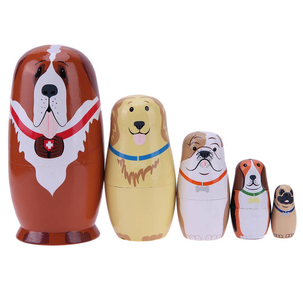 Wooden Stylized Dog Nesting Dolls